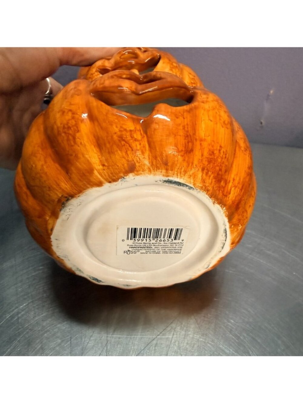 Vintage Russ Berrie Ceramic Stacked Jack O' Lantern Tealight Candle Holder 28683 - Picture 6 of 8